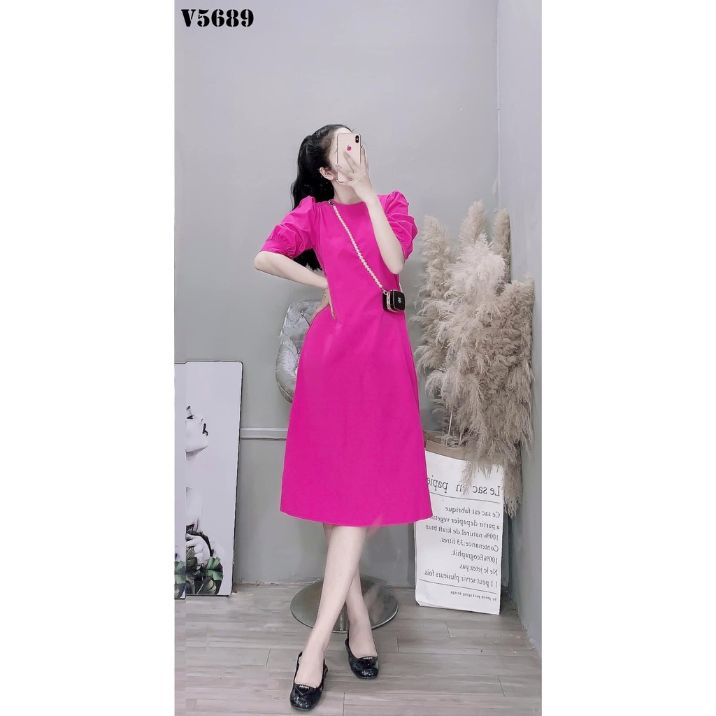 Đầm dáng A tay cách điệu màu hồng sen 415224207 - Thời Trang Công Sở Yoshino