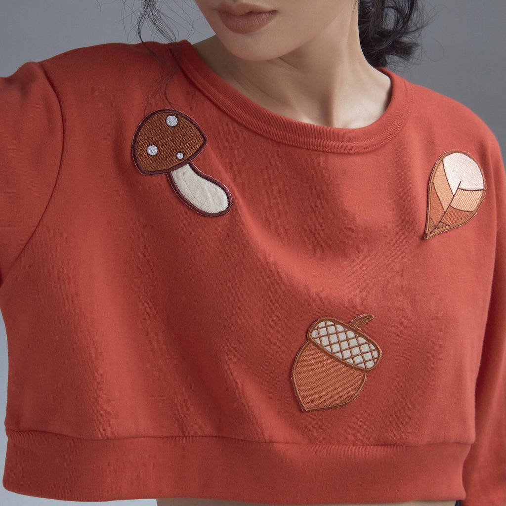 Áo nỉ nữ croptop cổ tròn – PHA33 – Cotonfio