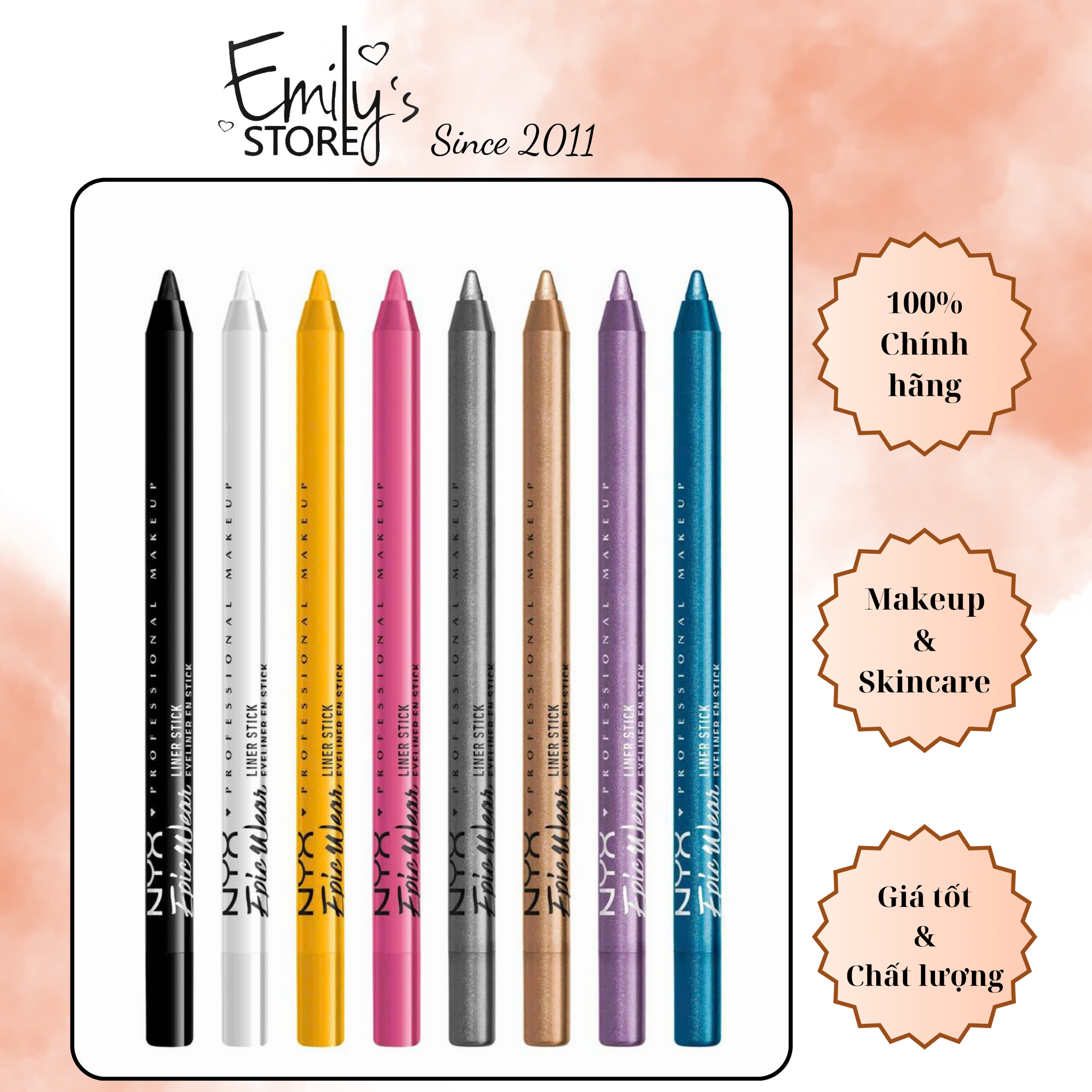 Chì kẻ mắt NYX Epic Wear Liner Sticks dạng chì chuốt có nhũ