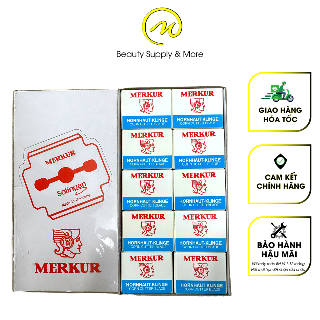 Lưỡi Lam MERKUR Dùng Cho Dao Cạo Gót Chân ( Gồm 10 Hộp Nhỏ = 100 Lưỡi Lam )