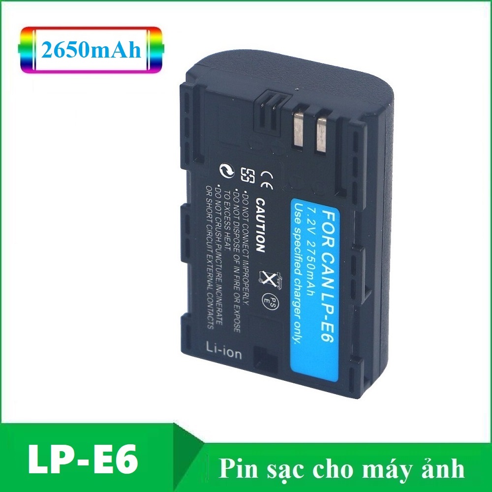Pin máy ảnh LP-E6 2650mAh cho 60D, 70D, 6D, 7D, 5D MARK II, 5D MARK III, 7D II - Pin sạc cho máy ảnh LP E6 2650mAh