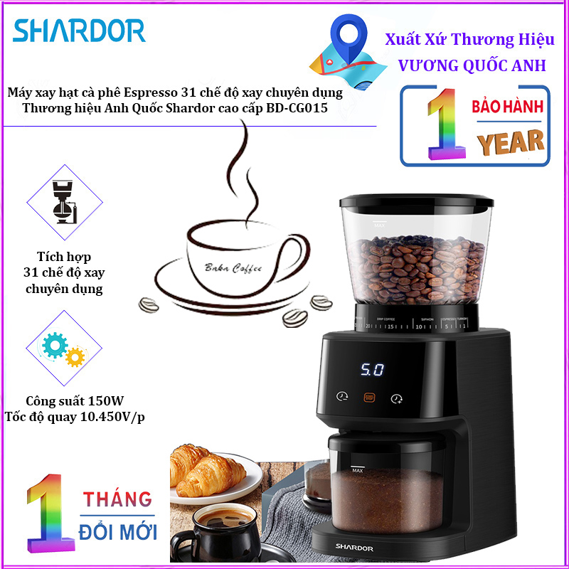 Máy xay hạt cà phê Espresso cao cấp Shardor BD-CG015