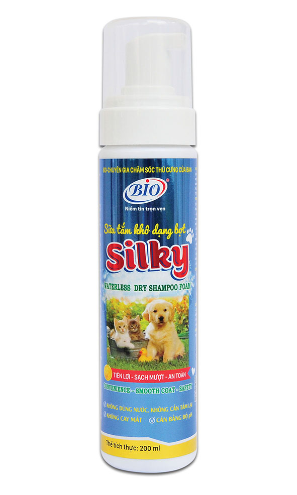tắm khô Bio - Silky (xà bông khô dạng bọt) cho chó mèo - T3 PETS SHOP