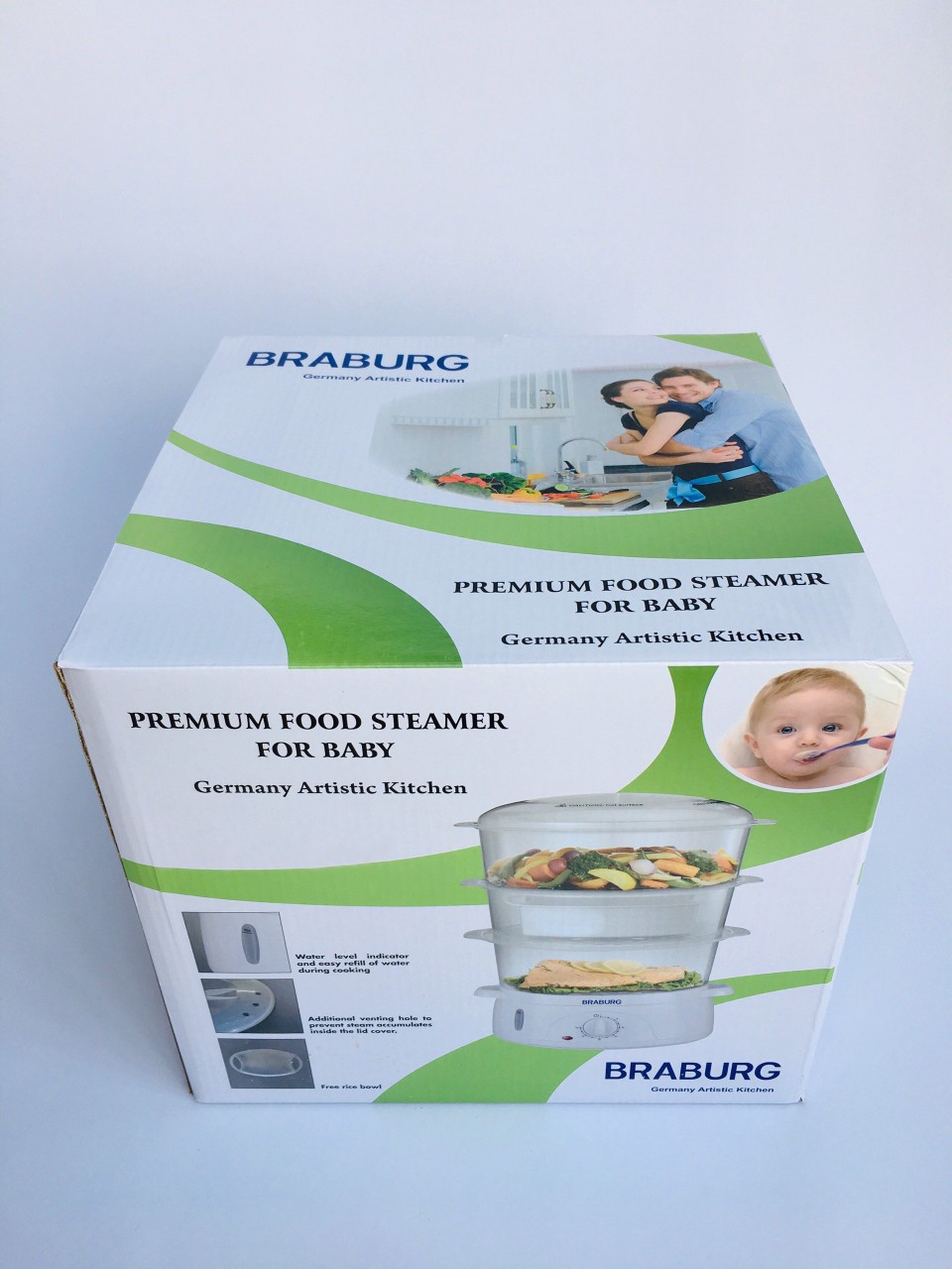 ( Chính Hãng Model 2022) Nồi hấp 3 tầng Braburg 9L B3K