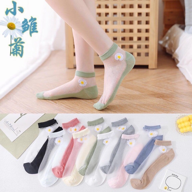 Set 10 đôi tất lưới hoa cúc khử mùi, thấm mồ hôi,thoáng khí TT002
