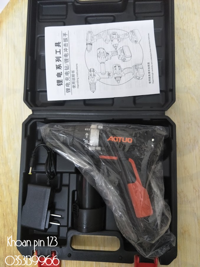 Máy khoan pin, máy bắt vít 12v Aotuo hàng nội địa (tặng 1 mũi vít)