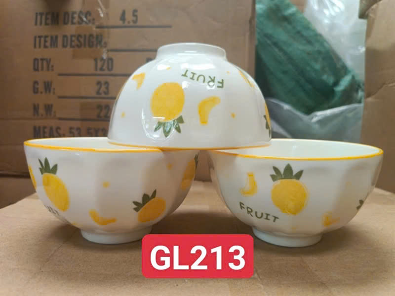 combo 10 chén sứ xoắn, 5 chén cơm sứ hoa văn 11.5cm mẫu trái dứa GL213, chén cơm trắng 11cm, chén chấm trắng 8.5cm