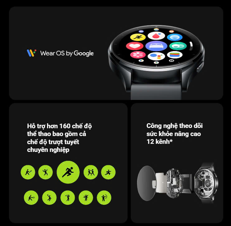 Đồng hồ thông minh Xiaomi Watch 2 | Màn hình AMOLED 1.43" |  12 Kênh theo dõi sức khỏe | HĐH WearOS | Wifi/BT/GPS/NFC