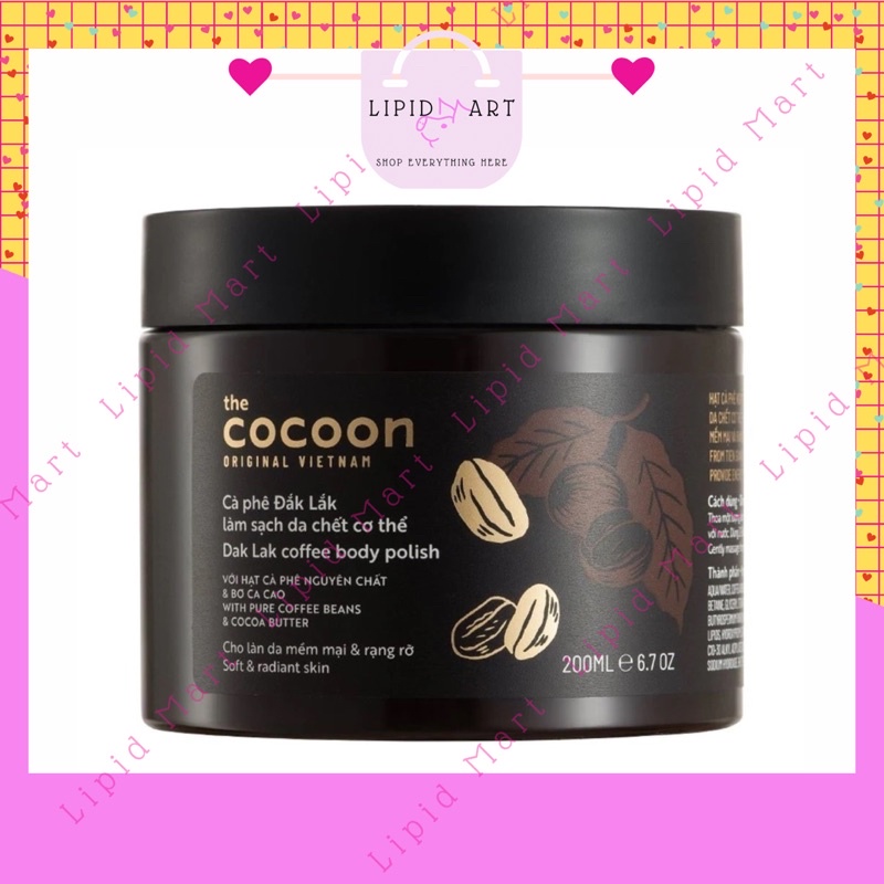 Tẩy Da Chết Cơ Thể THE COCOON Cà Phê Đắk Lắk 200ml (chính hãng)