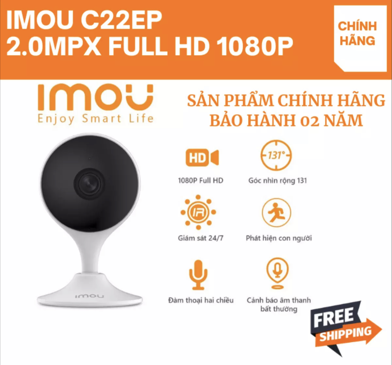 Camera IP WIFI 1080P IPC-C22FP-IMOU đàm thoại 2 chiều