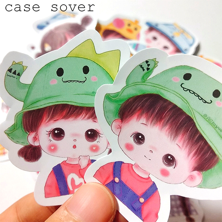 Set 11 Sticker thiết kế chủ đề Bé Chibi Cute - Case Sover