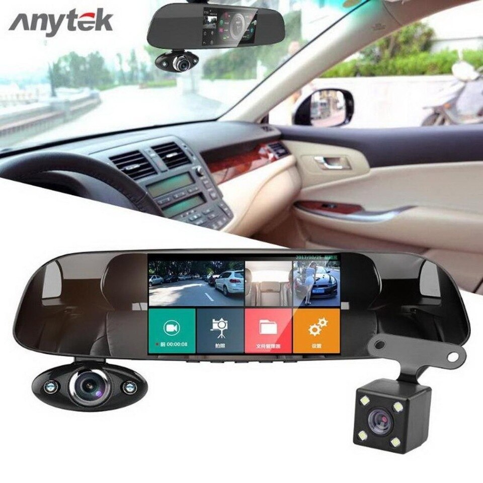 Camera Hành Trình Gương Anytek B33 Quay Trước Trong Và Sau Xe