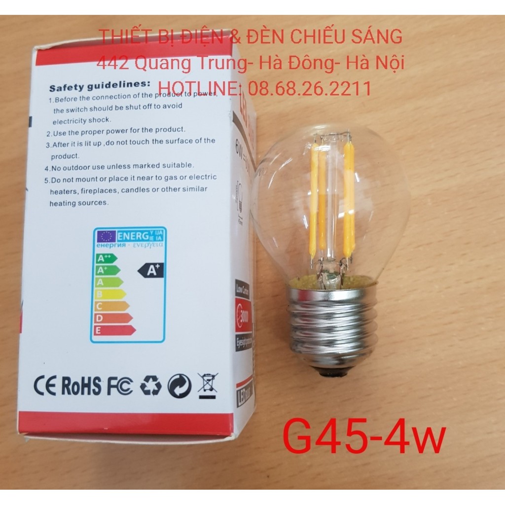 Bóng đèn led 4W- edison G45, A60,đui E14,E27 a/s vàng
