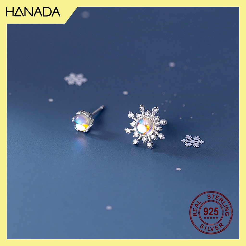 Bông Tai Bạc 925 Hanada Sao Đá Bất Đối Xứng 0376
