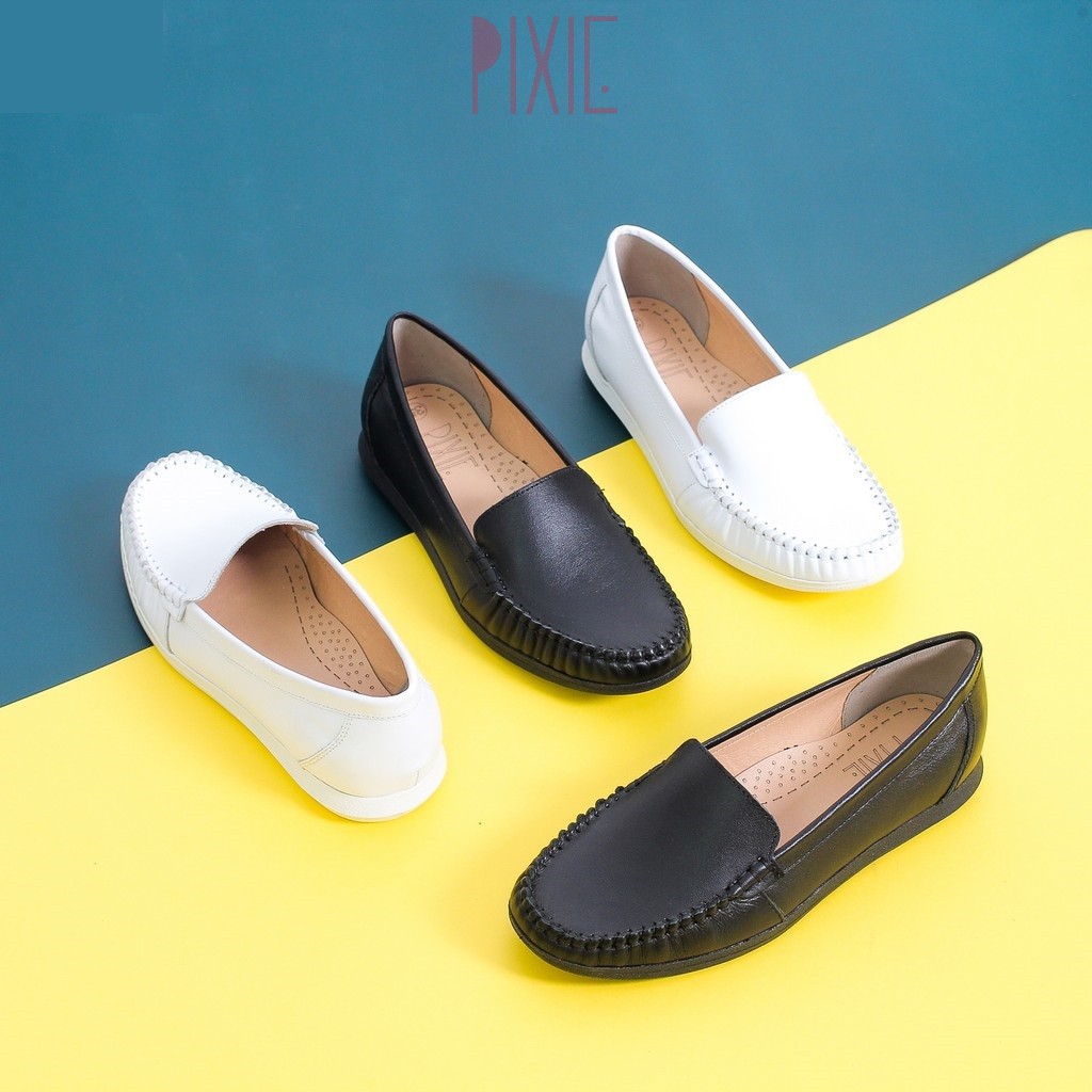 Giày Mọi Moccasin Da Bò Thật Đế Pixie X482