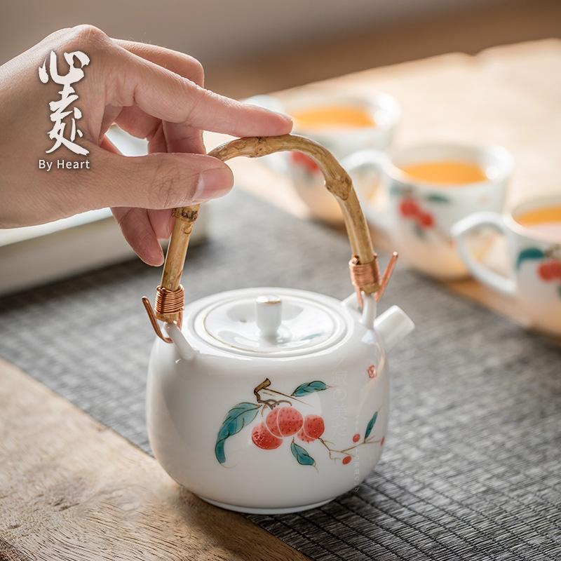Ấm Trà Sứ Trắng Bạch Định pha trà đạo 260 ml