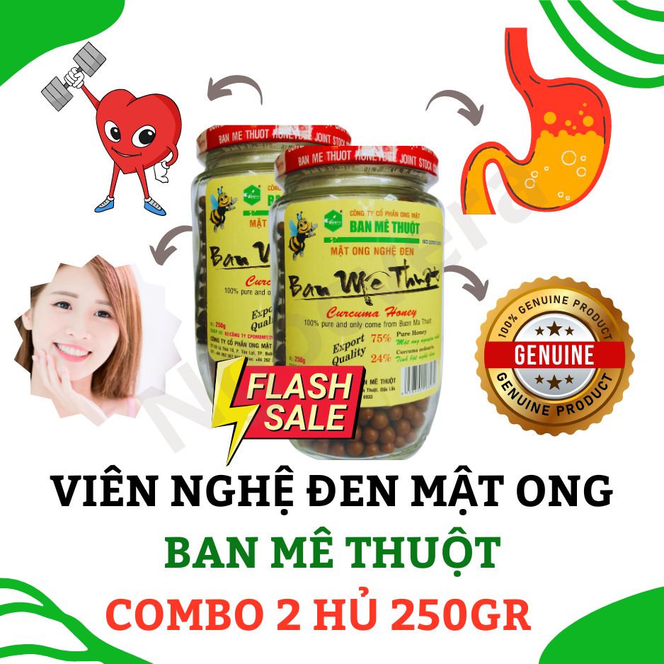 Combo 2 jars Pure Turmeric Honey tablets from Ban Me Thuot forest - beautify skin - 250G