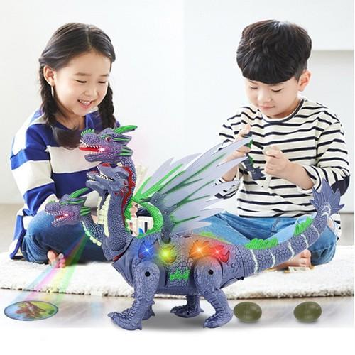 (HÀNG HÓT) Khủng long 4 đầu đẻ trứng biết đi có đèn nhạc, siêu đẹp, thiết kế chắc chắn, chịu được va đập mạnh dành cho bé trai và gái trên 1 tuổi, do choi khung long nhieu dau de trung co nhac