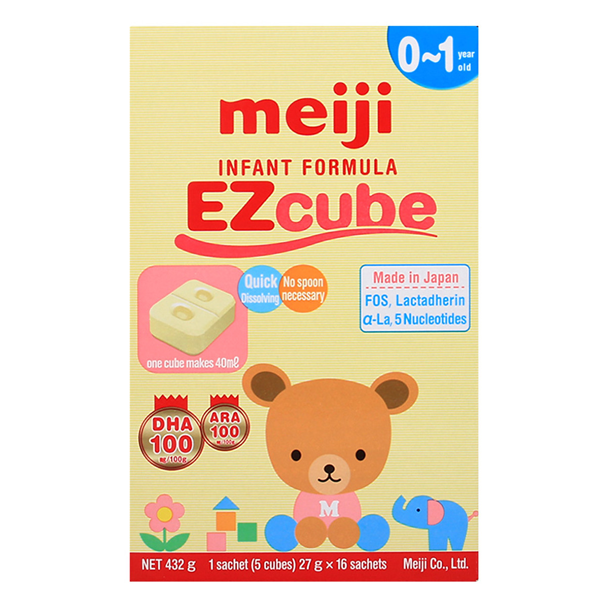 [hàng cty - sale] 1 hộp (16 thanh 5 viên thanh) sữa meiji cube 0-1 tuổi ( hàng nhập khẩu ) 1
