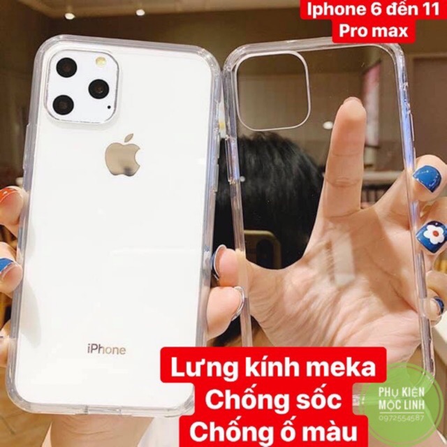 LƯNG MEKA VIỀN SILICON CHỐNG SỐC CHỐNG Ố MÀU ỐP IPHONE 11 PRO MAX XS MAX XR X 8plus 7plus 8 7 6plus 6 TRONG