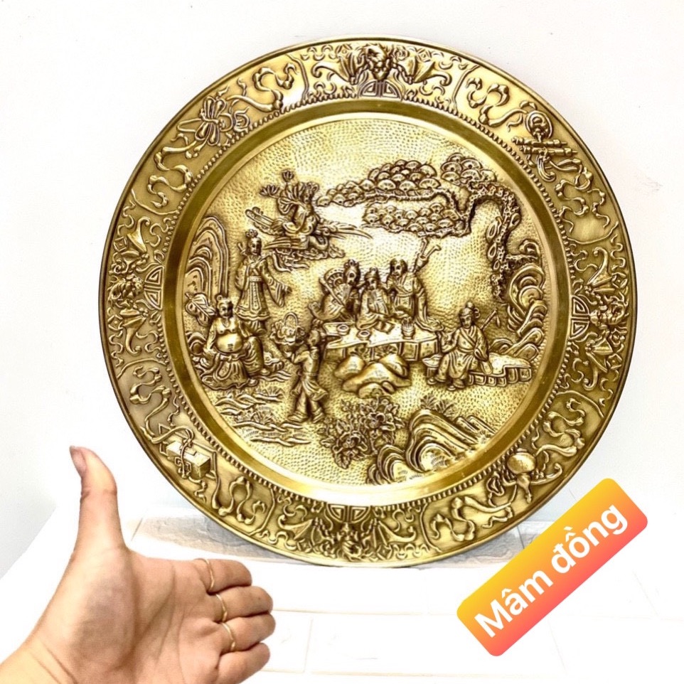 MÂM BÁT TIÊN KÍCH THƯỚC 52 cm nặng 1.1 kg hoa văn thúc nổi chất liệu bằng đồng 💯