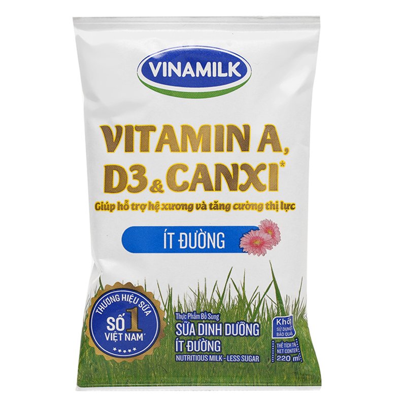 Sữa tiệt trùng Vinamilk bịch 220ml
