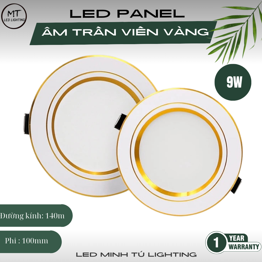 Đèn Âm Trần 7W  3 chế độ- Viền Vàng/Viền Bạc