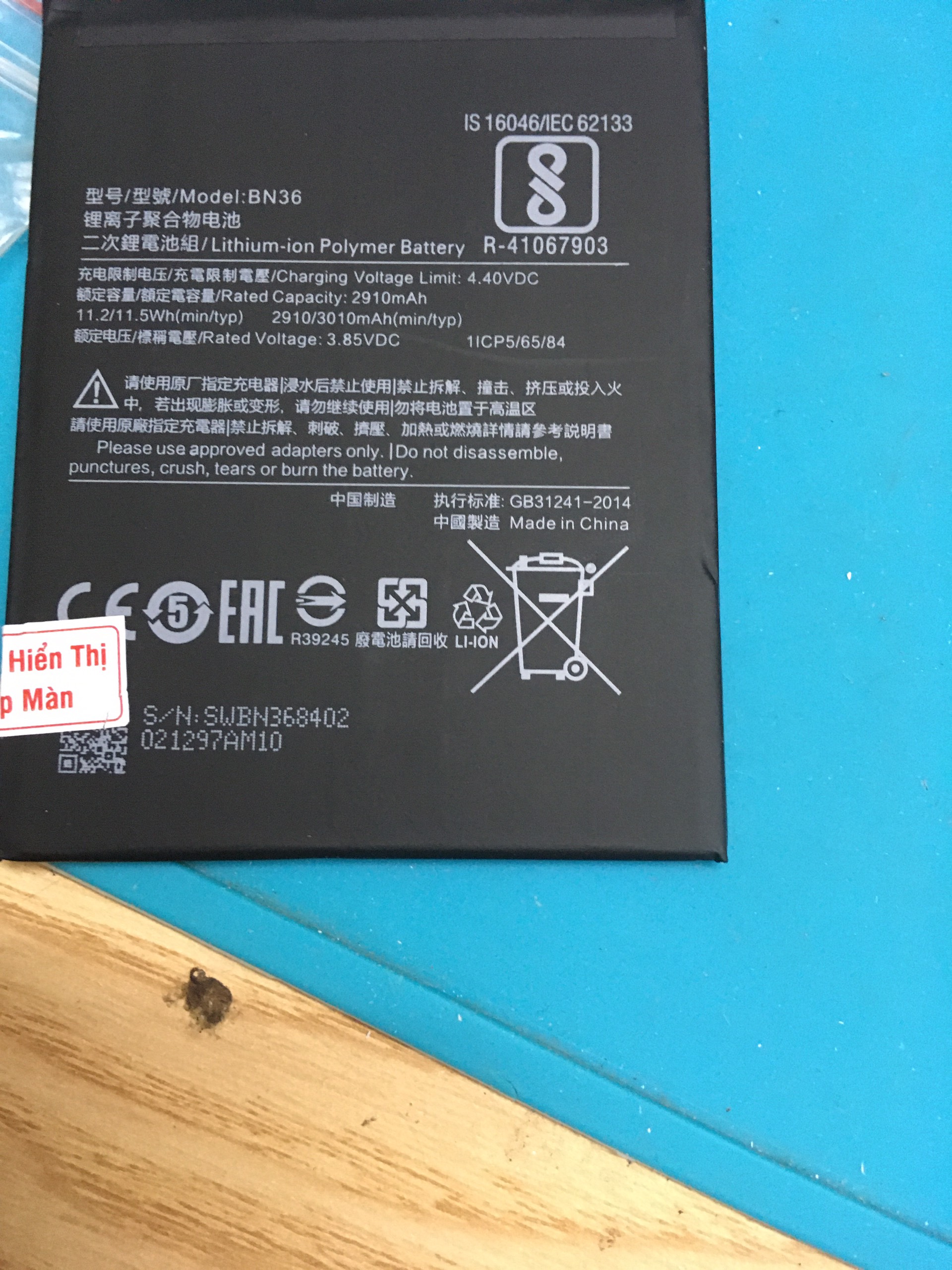 Pin xiaomi bn36 / redmi a2 / redmi 6x kèm bộ sửa và keo dán b7000.