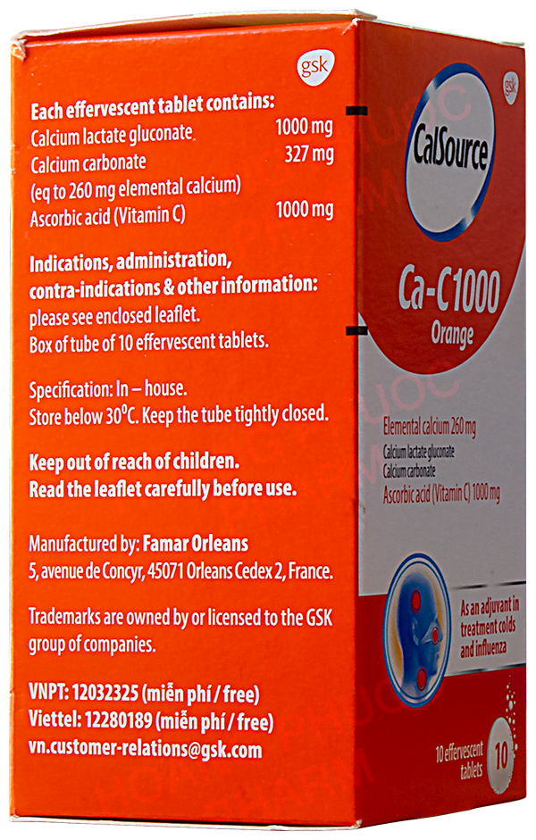 Dòng Calsource Hằng Ngày Dạng Viên Sủi Loại (Calsource và Calsource C)