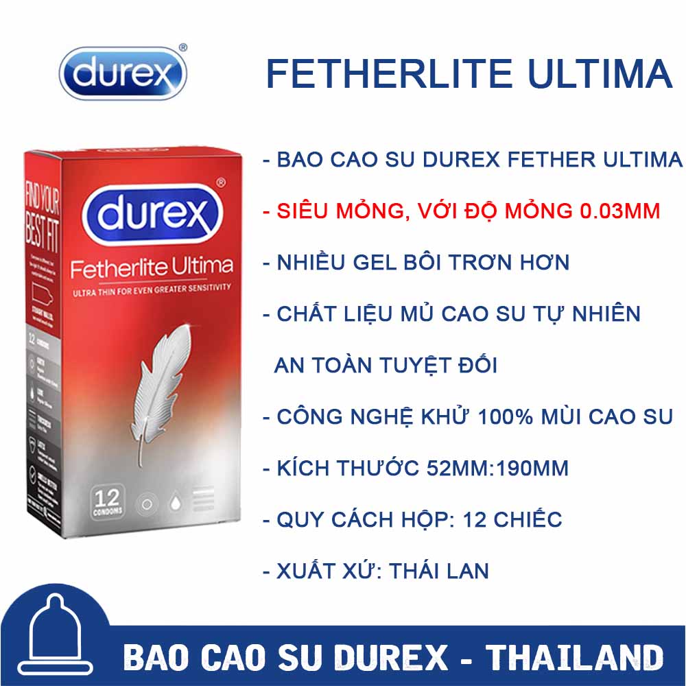 Bao cao su nam nữ Fetherlite Ultima siêu mỏng 12C [Che tên SP 100%]