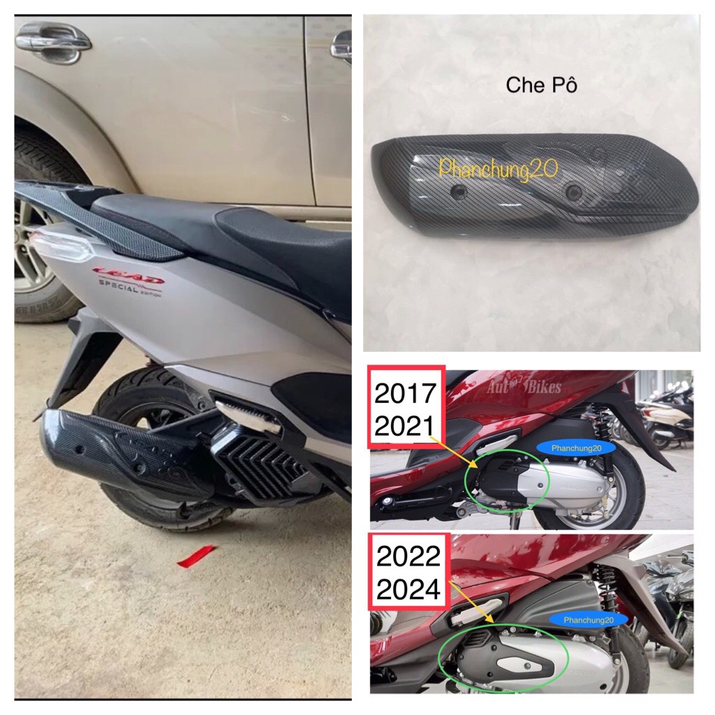 Ốp che pô dùng cho đời xe lead 2017 - 2021 và 2022 2023 2024 cacbon