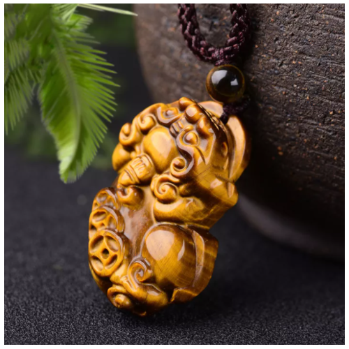 [HCM]( mẫu mới) Mặt tì hưu đá mắt hổ vàng nâu hàng đẹp như hình mang lại bình an