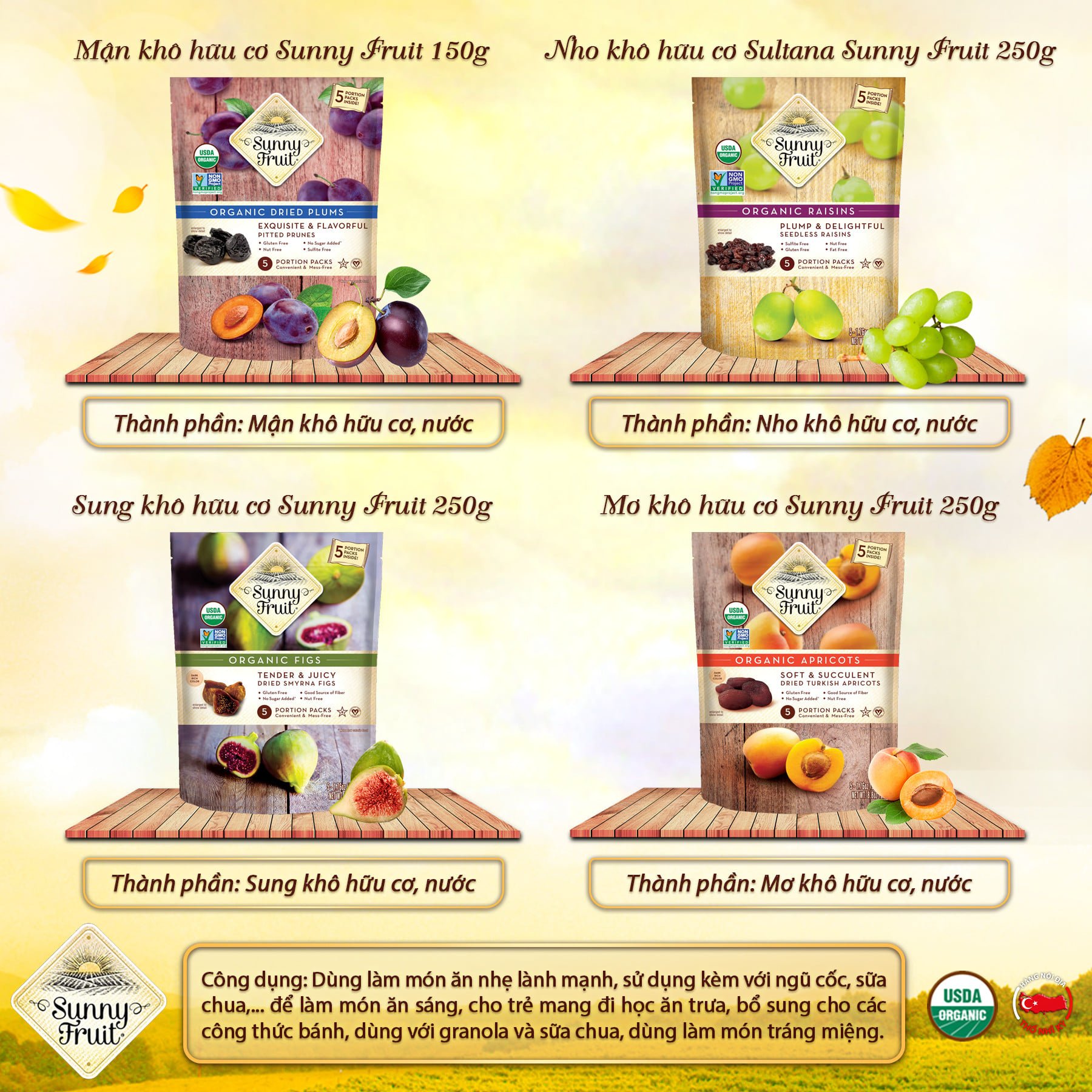 Trái cây sấy dẻo hữu cơ Sunny Fruit