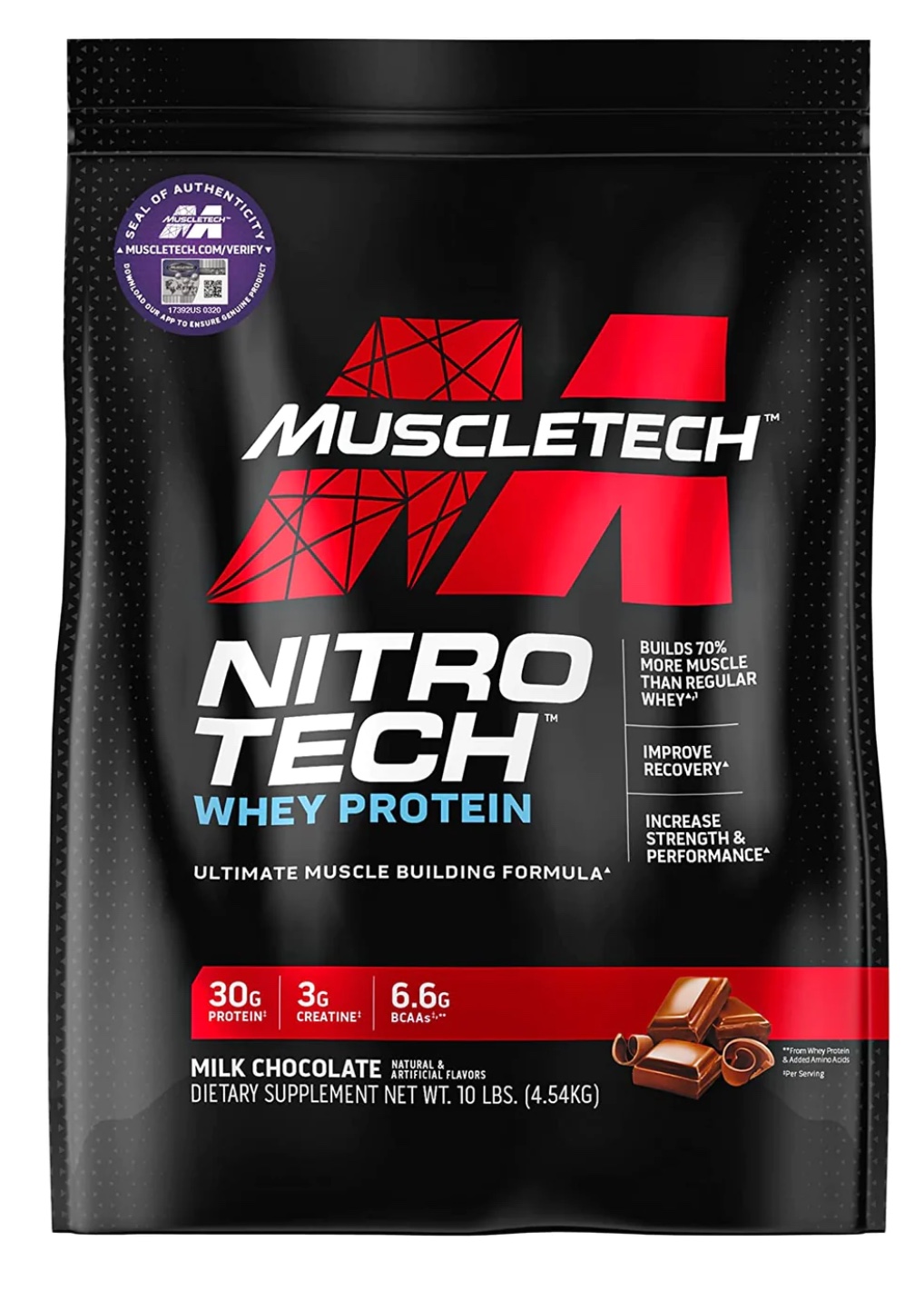 Thực phẩm bổ sung - Sữa tăng cơ NITRO TECH - bịch 10LBS (4.5kg)