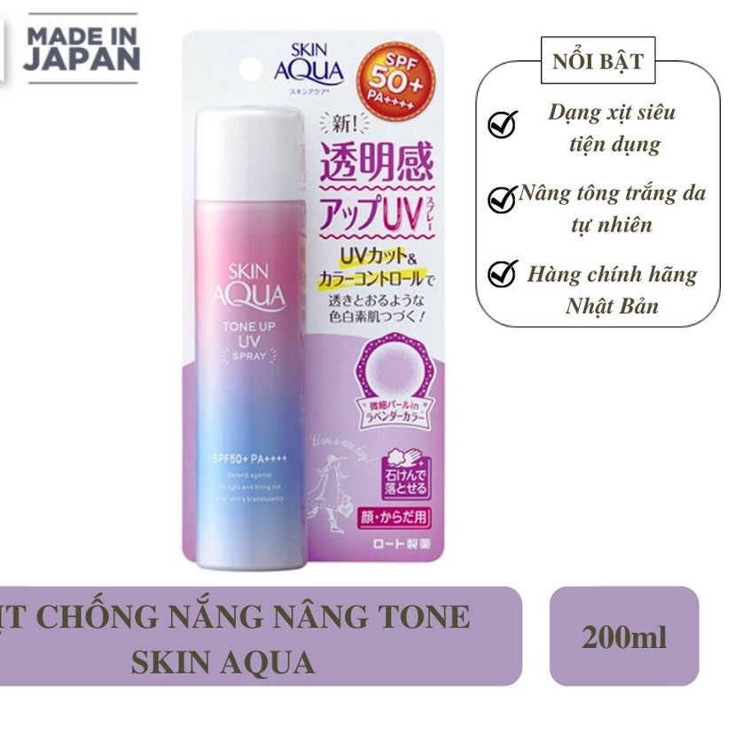 Xịt chống nắng skin aqua tone up uv spf50+ pa++++ 60g