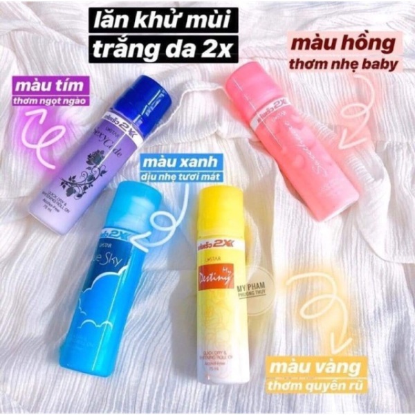 Lăn khử mùi trắng da 2x ustar Thái Lan 75ml giá rẻ