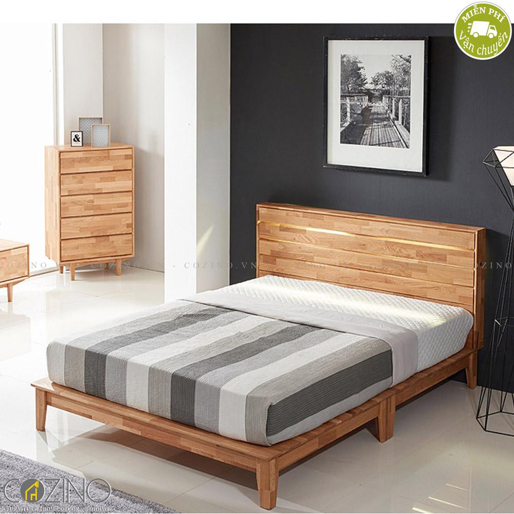 Giường đôi Calla gỗ cao su 1m8