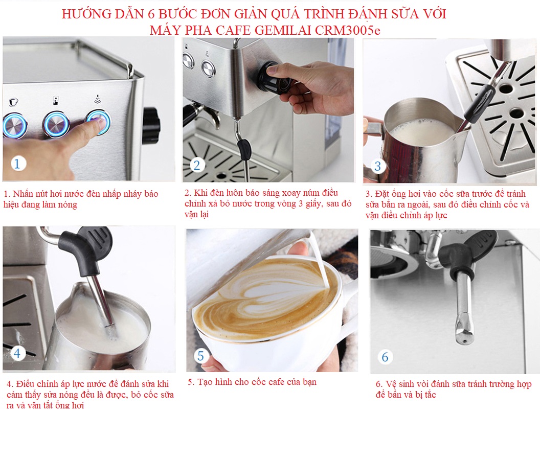 Máy Pha Cà Phê GEMILAI CRM 3005E - Chuẩn vị Espresso - sang trọng