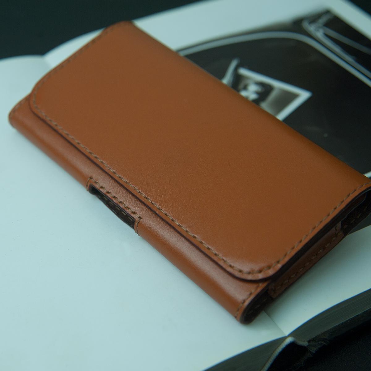 Bao điện thoại - đeo hông - da bò thật - màu vàng bò MC042