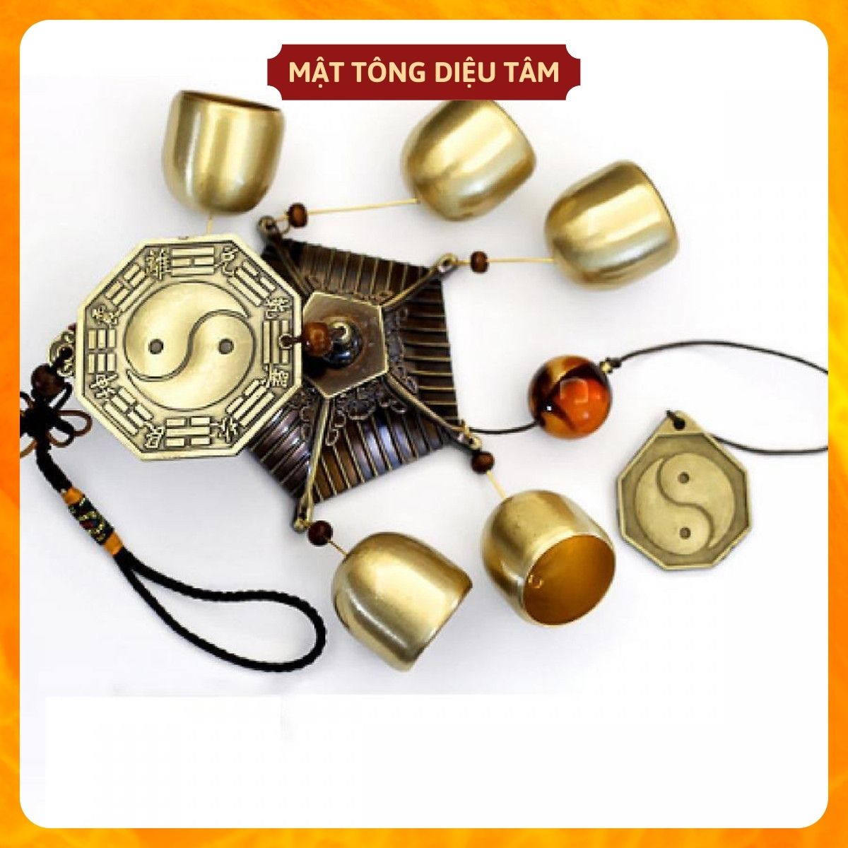 Chuông gió bát quái 6 quả LỘC ĐẾN NHÀ
