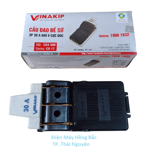 Cầu dao điện đế sứ đúc 3 pha 30A 600V - Vinakip