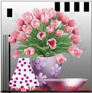 [HCM]Tranh đính đá HOA TULIP HỒNG LV283 kích thước 60*60cm