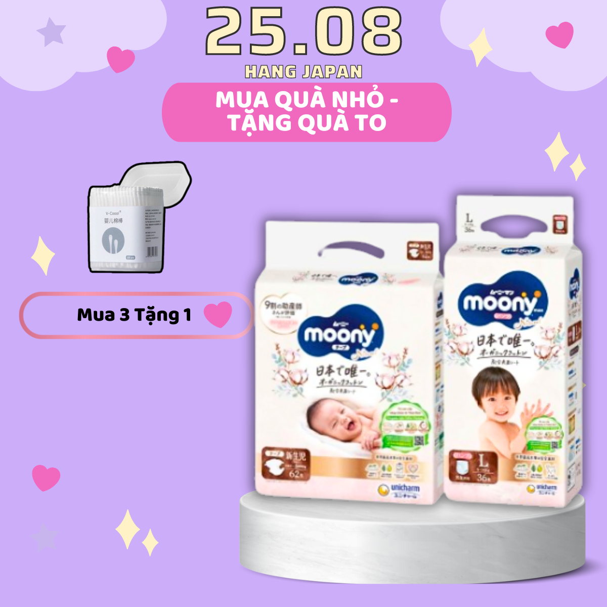 Tã bỉm moony natural nội địa nhật dán/quần nb62/s58/m48/l36/xl32 mẫu mới