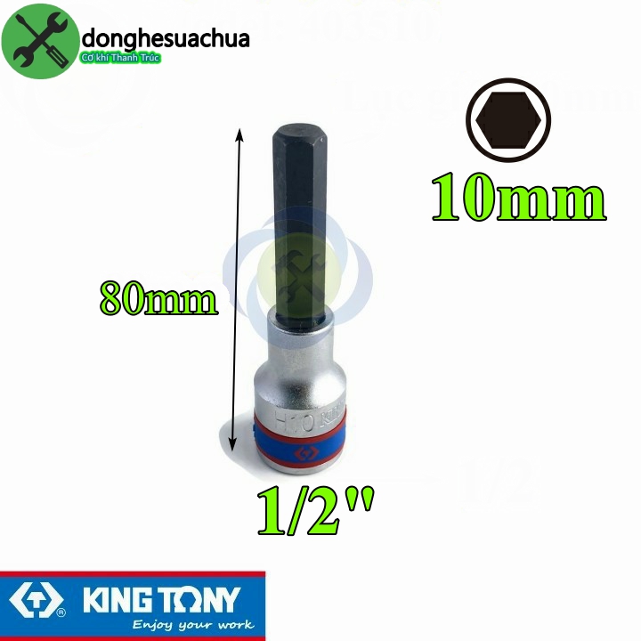 Tuýp lục giác 10mm kingtony 403510 loại 1/2 dài 80mm