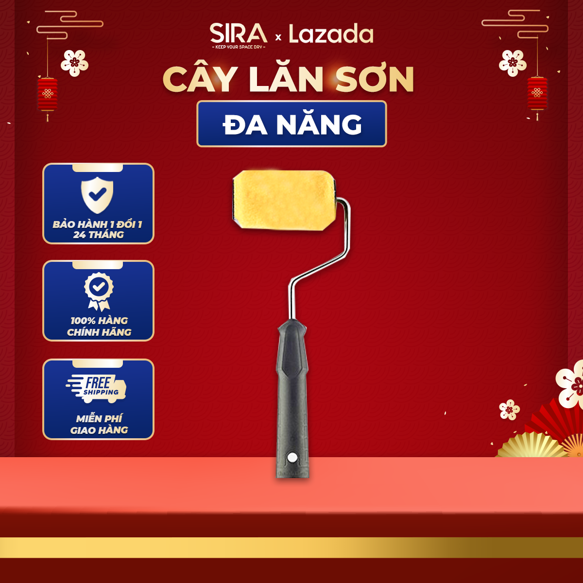 Cây lăn sơn sira - cọ quét sơn, cọ quét bụi, cọ quét dầu được làm từ nhựa cứng cao cấp