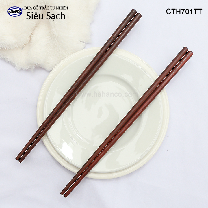 Đũa tròn gỗ Trắc Việt Nam Siêu sạch (10 đôi rất đẹp) gỗ Trắc tự nhiên vân đẹp- kháng khuẩn chống nấm mốc - CTH701TT - Chopstick of HAHANCO