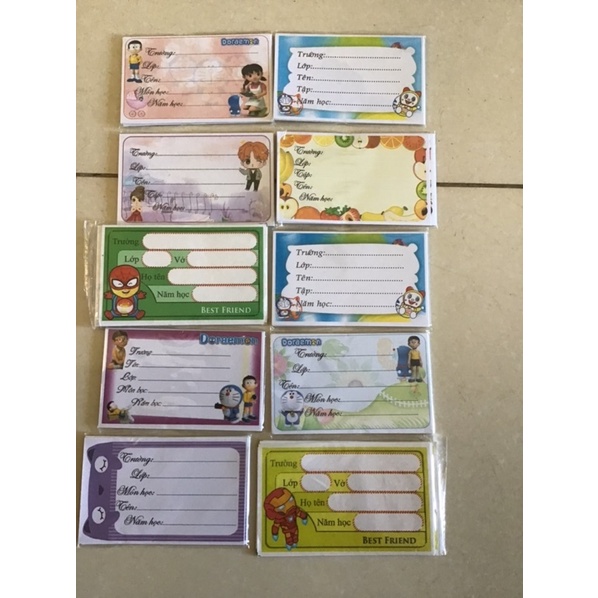 [Free Ship] - Tệp 10 Nhãn vở hình dễ thương
