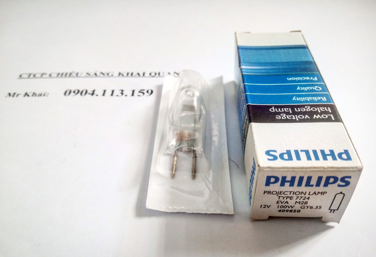 (SALE) Bóng đèn halogen Philips Type 7724 12V 100W GY6.35