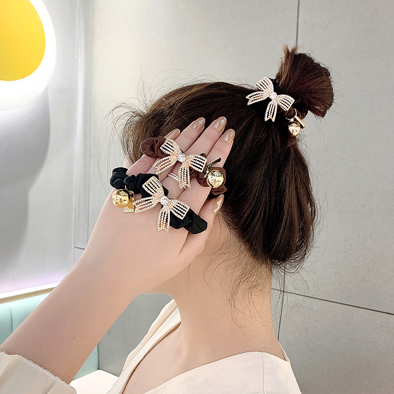 Dây Cột Tóc Nơ Đính Đá Xinh Xắn Sang Chảnh Cho Nữ, cột tóc đẹp