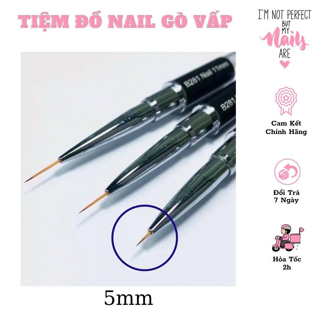 Cọ Vẽ Nét Cán Đá 3 Cỡ 5mm 9mm 11mm